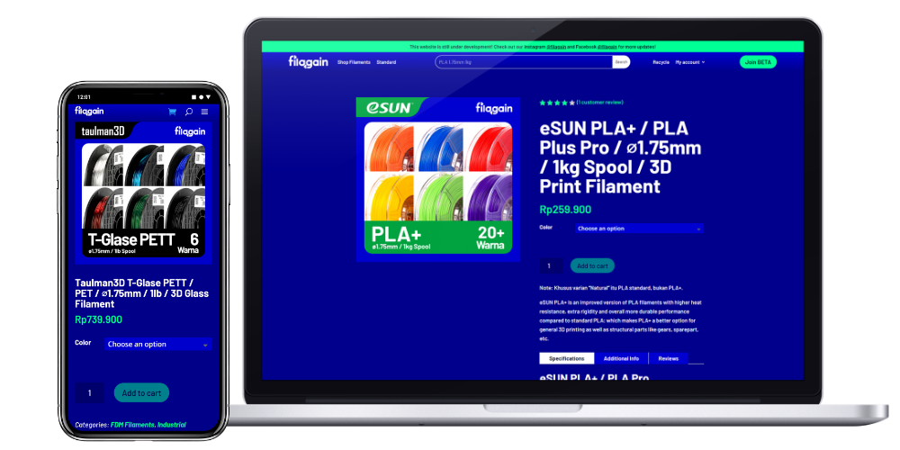Filagain platform mockup